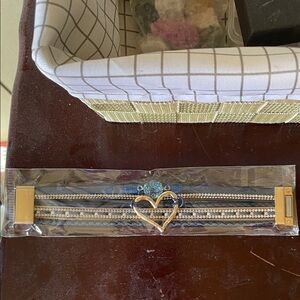 Gold Heart Multi-Strand Bracelet